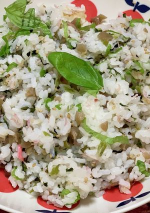 自家製大葉バジルの混ぜご飯-レシピのメイン写真