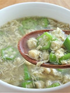大豆ミートとオクラのふわとろ卵スープ-レシピのメイン写真