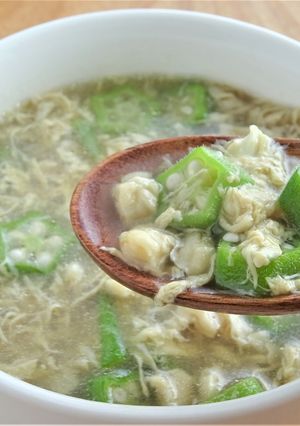 大豆ミートとオクラのふわとろ卵スープ-レシピのメイン写真