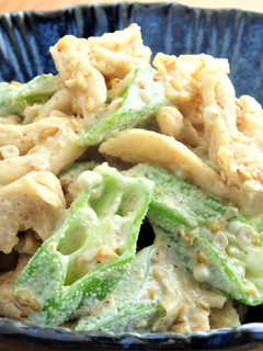 大豆ミートとオクラのまろやかごまマヨ和え-レシピのメイン写真