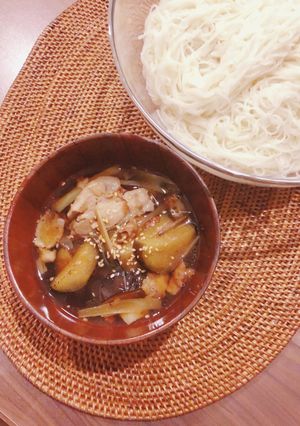 豚バラとナスと長ネギのそうめん-レシピのメイン写真