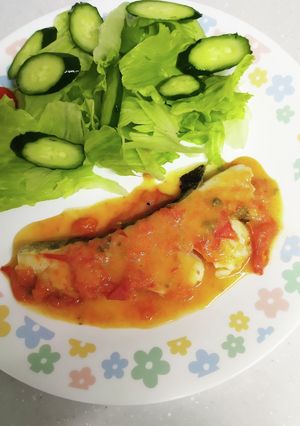 蒸し焼タラのトマトクリュソースかけ-レシピのメイン写真