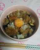 鶏からと揚げなすのおろしポン酢丼
