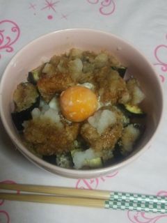 鶏からと揚げなすのおろしポン酢丼-レシピのメイン写真
