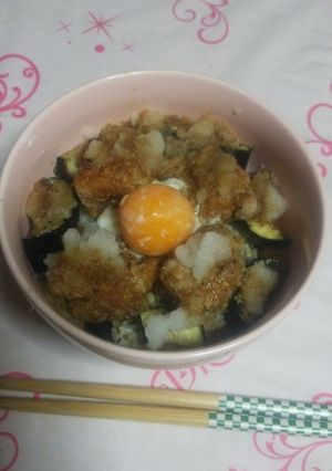 鶏からと揚げなすのおろしポン酢丼-レシピのメイン写真