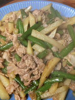 ジャガイモとインゲン豚こまの醤油炒め-レシピのメイン写真