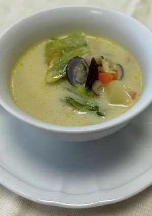 具だくさん！しじみと野菜の味噌豆乳スープ-レシピのメイン写真