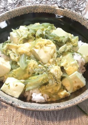 家族のコロナ療養にも！豆腐のりたま丼-レシピのメイン写真
