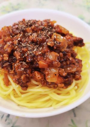前代未聞！？ミートソースカレーパスタ♪-レシピのメイン写真