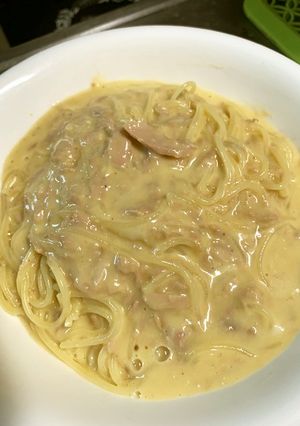 ツナで玉子かけパスタ-レシピのメイン写真
