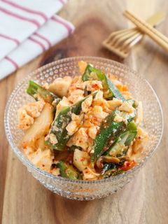 クセになる旨さ♡オクラと豆腐のキムチ和え-レシピのメイン写真