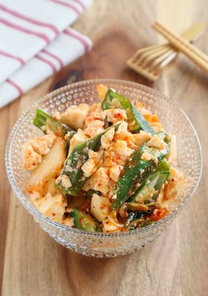 クセになる旨さ♡オクラと豆腐のキムチ和え-レシピのメイン写真