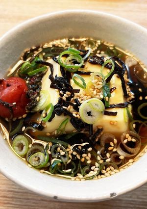 夏の朝はコレ☆玉子どうふの麦茶づけ-レシピのメイン写真