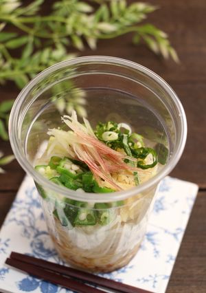 簡単！冷やしカップそうめん　薬味納豆-レシピのメイン写真