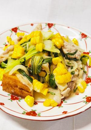 豚肉と厚揚げのピリ辛炒め〜コーン添え〜-レシピのメイン写真