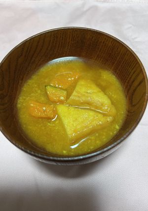 『お魚厚揚げ』•かぼちゃ•酒粕の味噌汁-レシピのメイン写真