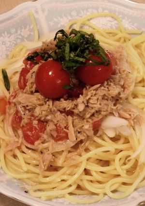 暑い日に 冷製トマトスープパスタ-レシピのメイン写真