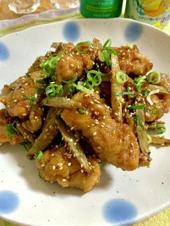 鶏もも肉とごぼうの甘辛炒め♪-レシピのメイン写真