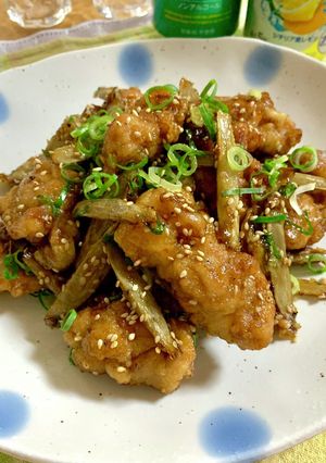 鶏もも肉とごぼうの甘辛炒め♪-レシピのメイン写真