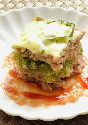 レンジでピーマンとひき肉のミルフィーユ-レシピのメイン写真