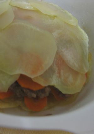 レンチンでじゃがいも人参豚肉重ね蒸し-レシピのメイン写真