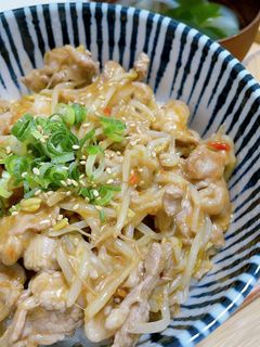 豚こまもやしの中華風味噌炒め丼-レシピのメイン写真
