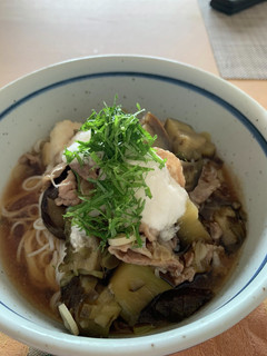 ナスと豚肉のそうめん(ぶっかけ風)-レシピのメイン写真
