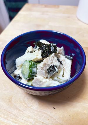 わさびでサッパリ！蒸し鶏と胡瓜のマヨ和え-レシピのメイン写真