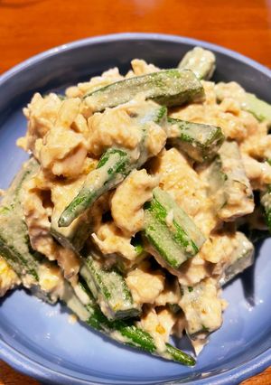 おくらと鶏の胡麻どれゆず胡椒和え-レシピのメイン写真