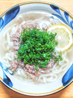 豚ひき肉とパクチーでエスニック風うどん-レシピのメイン写真