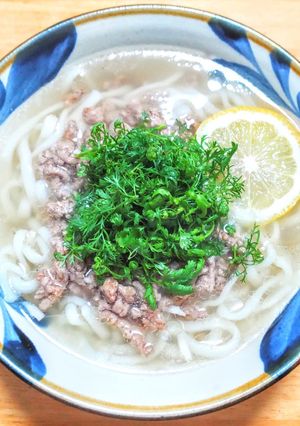 豚ひき肉とパクチーでエスニック風うどん-レシピのメイン写真
