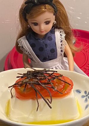 リカちゃん♡冷奴(トマト松の葉昆布)-レシピのメイン写真