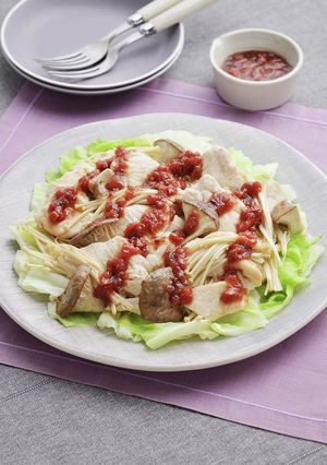 鶏むね肉とたっぷりきのこの梅だれ-レシピのメイン写真