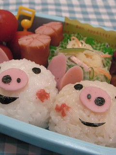 キャラ弁★仲良しブタちゃん-レシピのメイン写真