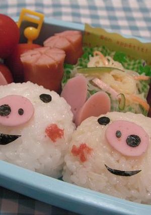 キャラ弁★仲良しブタちゃん-レシピのメイン写真