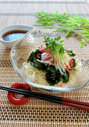 わかめたっぷり★ヘルシーぶっかけそうめん-レシピのメイン写真
