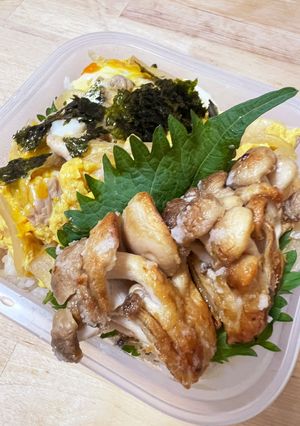 簡単☆しめじのカリカリ唐揚げ&親子丼弁当-レシピのメイン写真