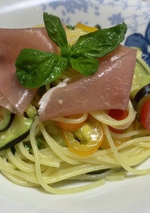 水ナスとミニトマトの冷製パスタ-レシピのメイン写真