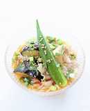冷たい【茄子と豚のピリ辛冷やかけ素麺】