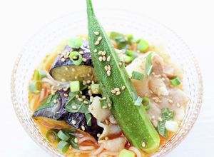 冷たい【茄子と豚のピリ辛冷やかけ素麺】-レシピのメイン写真