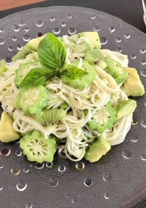 ダビデの星とアボカドの冷製パスタそうめん-レシピのメイン写真