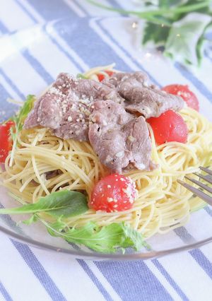 宮崎牛とミニトマトの冷製スパゲッティ-レシピのメイン写真