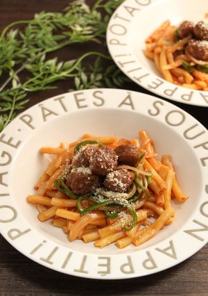 レンジで簡単！ミートボールナポリタン-レシピのメイン写真