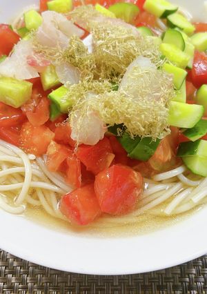 おだしと夏野菜で冷たいパスタ-レシピのメイン写真
