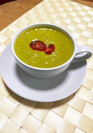 冷製カボチャ豆乳スープ　カプチーノ風-レシピのメイン写真