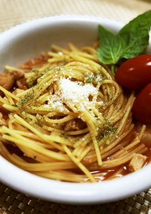 アイラップで防災食！おでんトマトパスタ-レシピのメイン写真