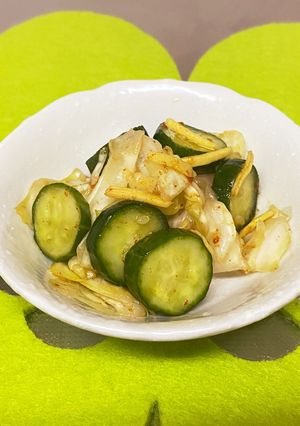 キャベツと胡瓜と生姜のキムチの素和え♫-レシピのメイン写真