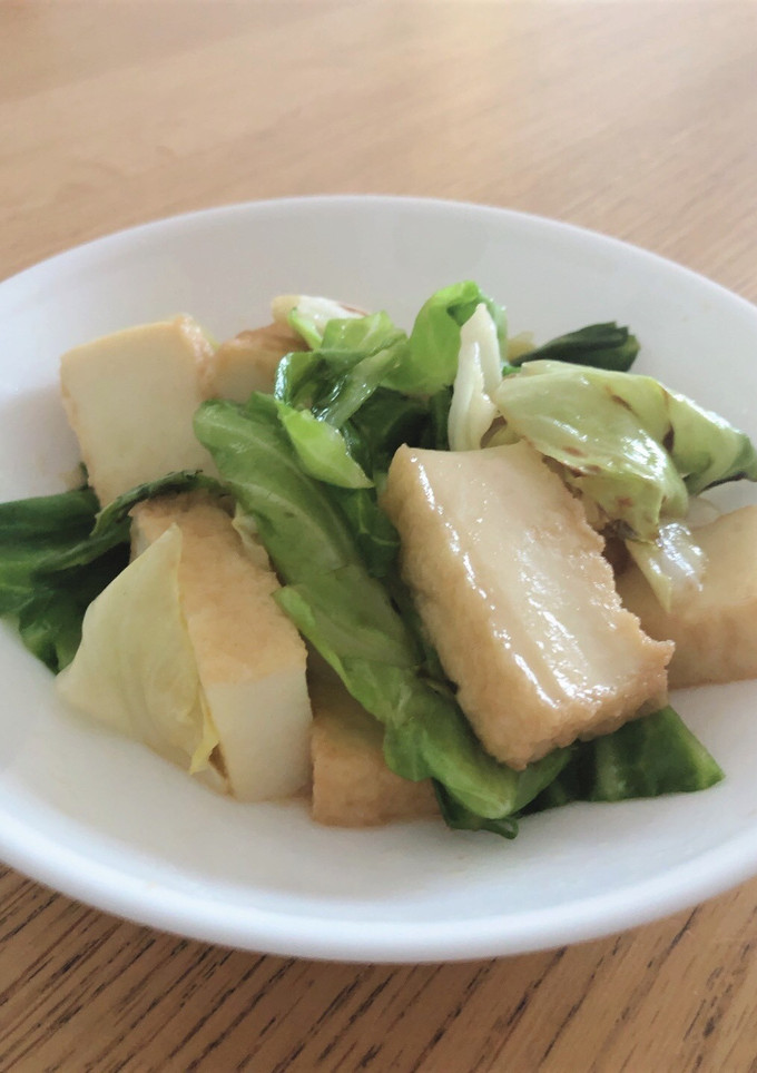 鶏だしで♪ キャベツと厚揚げの炒め物-レシピのメイン写真