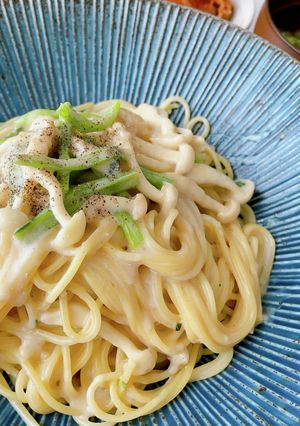 小松菜とぶなしめじの豆乳クリームパスタ-レシピのメイン写真