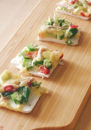 5分★オクラはんぺんオープンサンド★弁当-レシピのメイン写真